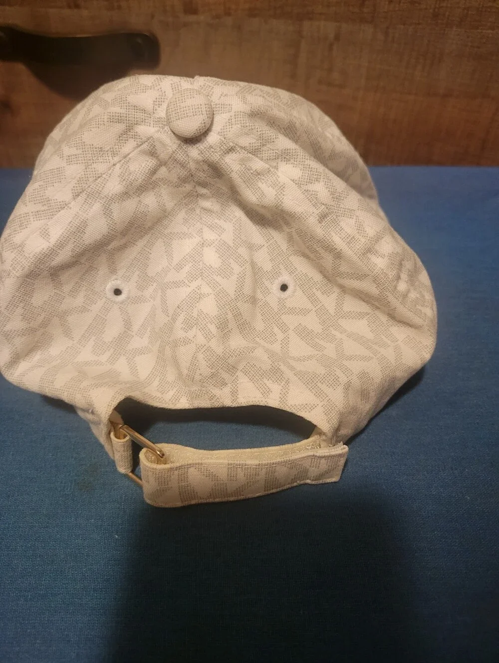 Michael Kors Cream and White MK Logo Cap